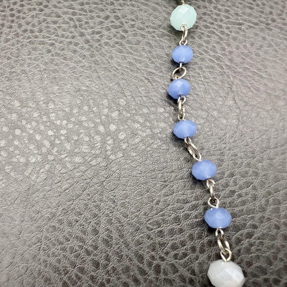 Premier Designs Necklace Faceted Beads Multi Tone Blue Silver Tone 30 Inch - Picture 7 of 11